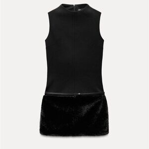 Zara DRESS WITH FAUX FUR BELT